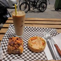 Coffee, quiche and cake 64 shekels at Simonchu Cakes in Tel Aviv