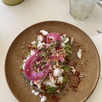 Avocado toast with vegan feta   at Maâbanana in Moliets