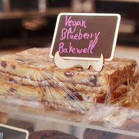 Vegan blueberry bakewell at Love Peace & Coffee in Edinburgh