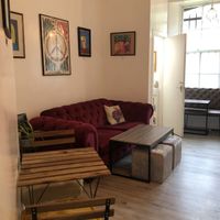 Rear of premises  at Love Peace & Coffee in Edinburgh