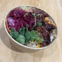 Szechuan seitan rice bowl   at Veganatomy - Vegan Sushi & Banh Mi Bar in Newcastle Upon Tyne