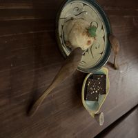 Amazake ice cream and raw chocolate  at Tamatebako in Naha