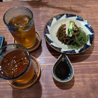 Algae starter with Rooibos tea at Tamatebako in Naha