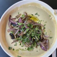 Mushroom hummus  at Pancake House TLV in Tel Aviv