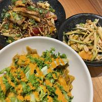 Curry Pasta, peanut noodles, papaya salad  at Zanoodle in Ljubljana