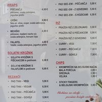 Menu at Ruby Food in Ljubljana