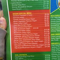 Here’s the vegan menu!   at New Everest Cuisine in Mountain View