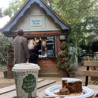 Coffee and carrot cake  at Momo's Garden Café in London