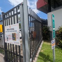 The gate to walk in to get to the restaurant (if not parking) at Fela's Vegetarian Restaurant in San Juan