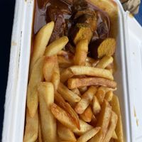 Currywurst and fries  at Vegöner in Erlangen