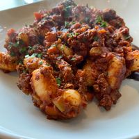 Vegan impossible gnocchi bolognese at Trattoria Fortunata in Saratoga Springs