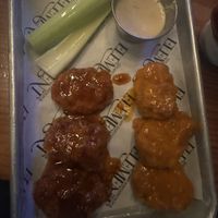 Wings - sweet chili sauce (left) & buffalo (right) with celery & bleu cheez dressing   at Element Gastropub in Raleigh
