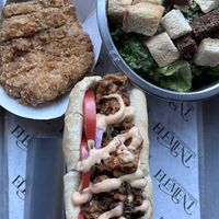 Oyster Mushroom Po boy and side salad   at Element Gastropub in Raleigh