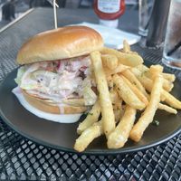 NC BBQ sandwich with slaw. Yeah, it was a mess but that’s what napkins are for!  at Element Gastropub in Raleigh