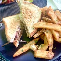 Patty melt and fries  at Element Gastropub in Raleigh