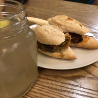Ginger kombucha and pintxos   at Duzu Kafe Taberna in Durango