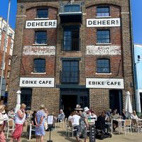 Outside the cafe  at Ebike Cafe at Deheers in Weymouth
