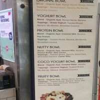 Acai bowls menu at So Juicy in Brisbane