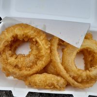 Biggest onion rings in the world! at Capplemans Restaurant in Pickering