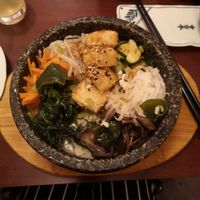 Vegan bibimbap with tofu at Yoshi Sushi in West London