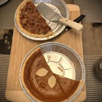 Vegan pumpkin and vegan pecan pies at King of Tarts in Edmonton