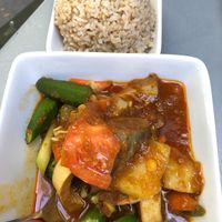 some sort of vegetable curry wih brown rice Ⓥ at My Burma in Davis
