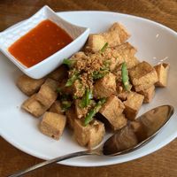 Crispy fried tofu! Sooooo gooood 😍  at My Burma in Davis
