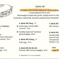 Menu at Nguyen's Sandwiches in Malmo