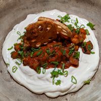 Eggplant Mapodofu (really tasty) at Funky Geisha in Tulum