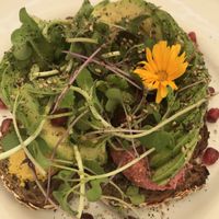 Double hummus toast at Nibs Healthy Bar in Menorca