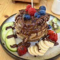 Vegan Nutella pancakes  at Nibs Healthy Bar in Menorca