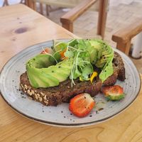 Avacado on sourdough at Nibs Healthy Bar in Menorca