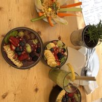 Acai, hummus and fruit bowl  at Nibs Healthy Bar in Menorca
