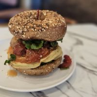 Chickpea cake and avocado sandwich at The Board and Brew in College Park