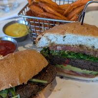 Black bean burger. Sneaky honey mustard in back at The Board and Brew in College Park