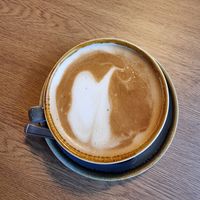 Oatmilk latte at Laurents in West London