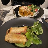 Entrees : nems and butternut crumble at Bonnard in Paris