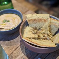 Socca bread (made from chickpeas) and pepper pâté (both very moreish!) at Dane & Port - Natural Kitchen in Bournemouth