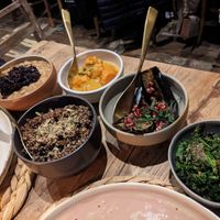 Set of 5 main dishes to share (they taste even better than the look - very hearty!) at Dane & Port - Natural Kitchen in Bournemouth