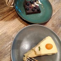 Chocolate brownie and composite cheese cake,  both gorgeous at Dane & Port - Natural Kitchen in Bournemouth
