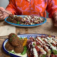 This is the spicy falafel with salad at FLFL - Utrecht in Utrecht