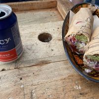 Sparkling water and regular spicy wrap: tasty  at FLFL - Utrecht in Utrecht