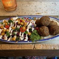 Falafel salad: tasty, but spicier than I thought. I only asked for a little bit spicy. at FLFL - Utrecht in Utrecht