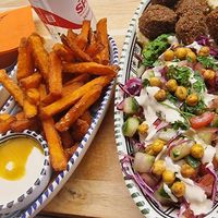 Falafel salad with sweet potato fries at FLFL - Utrecht in Utrecht
