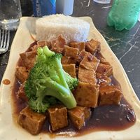 General Tso’s tofu wasn’t too spicy!  at Saki House in St Thomas