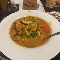 Panang curry w/ tofu and fried rice   at Saki House in St Thomas