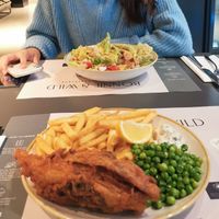 Fish and chips and the Ceasar salad at Erpingham House in Edinburgh