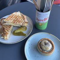 Sourdough grilled cheese (violife I think!) & a vegan pie   at Tarmachan in Ballater