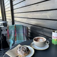 The best cinnamon bun & an excellent coconut hot chocolate  at Tarmachan in Ballater