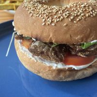 Tempeh bagel with cream cheese  at iVegan Supershop Da Nang - Healthy Plant Based Cafe in Da Nang